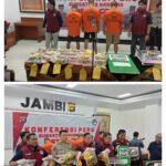 Ditresnarkoba Polda Jambi Berhasil Mengamankan Tiga Pelaku Pengedar Narkotika Jenis Sabu Seberat 12 Kilogram.