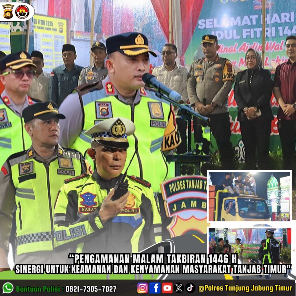 Kapolres Dan Forkompinda Tanjabtim Pantau Malam Takbiran Di Pos Pelayanan.