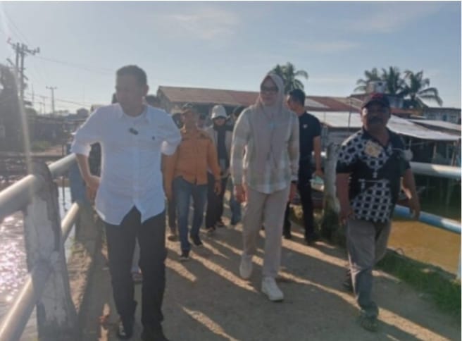 Bupati Dan Wakil Bupati Tanjabtim Tinjau Jembatan Yang Ambruk Di Kecamatan Sabak Timur.